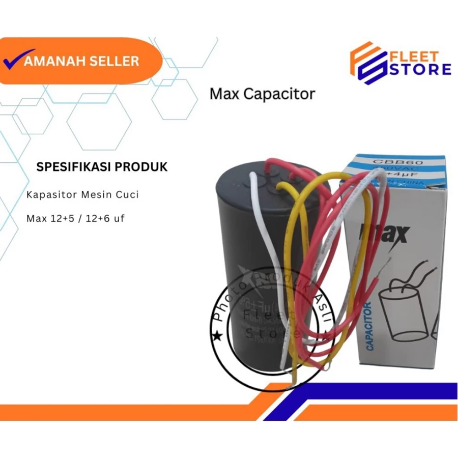 Max Capasitor untuk mesin cuci max 12+4 uf