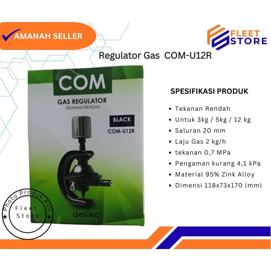 Destec Com-U12R Gas Regulator Tekanan Rendah with Zink Alloy Kompor Gas