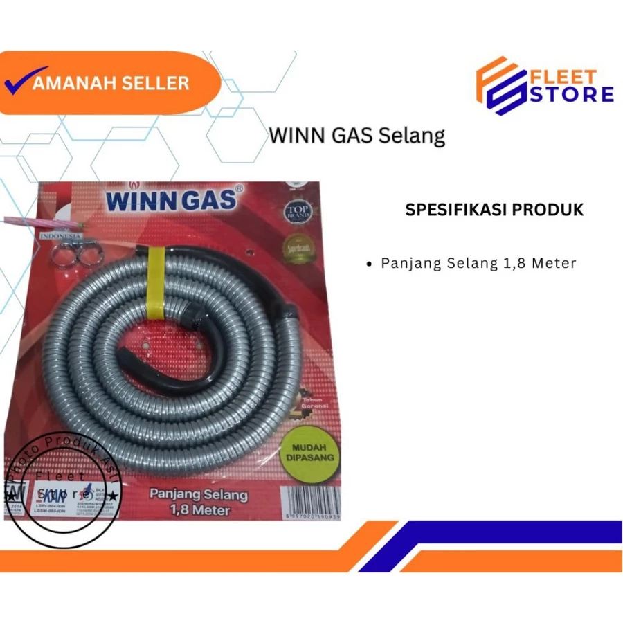 SELANG FLEXIBLE REGULATOR/ KOMPOR GAS WINN GAS PREMIUM 1,8M (180cm)