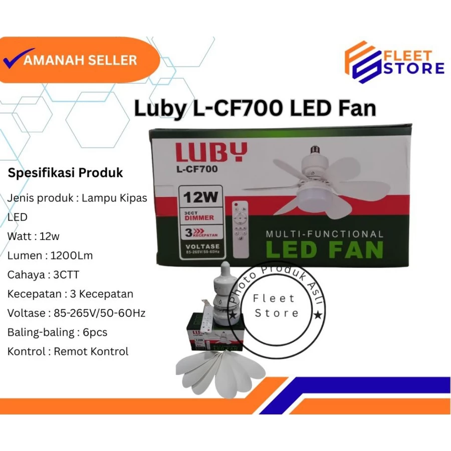 Lampu Kipas LED Luby L-CF700 / MULTI Functional LED Fan