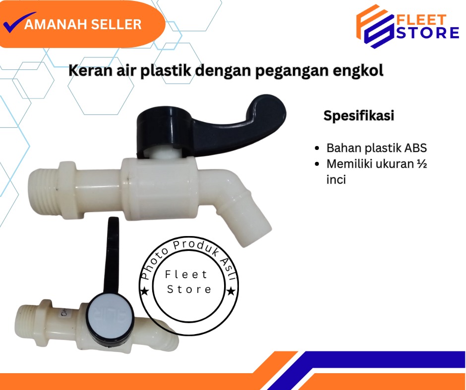 Keran air plastik dengan pegangan engkol