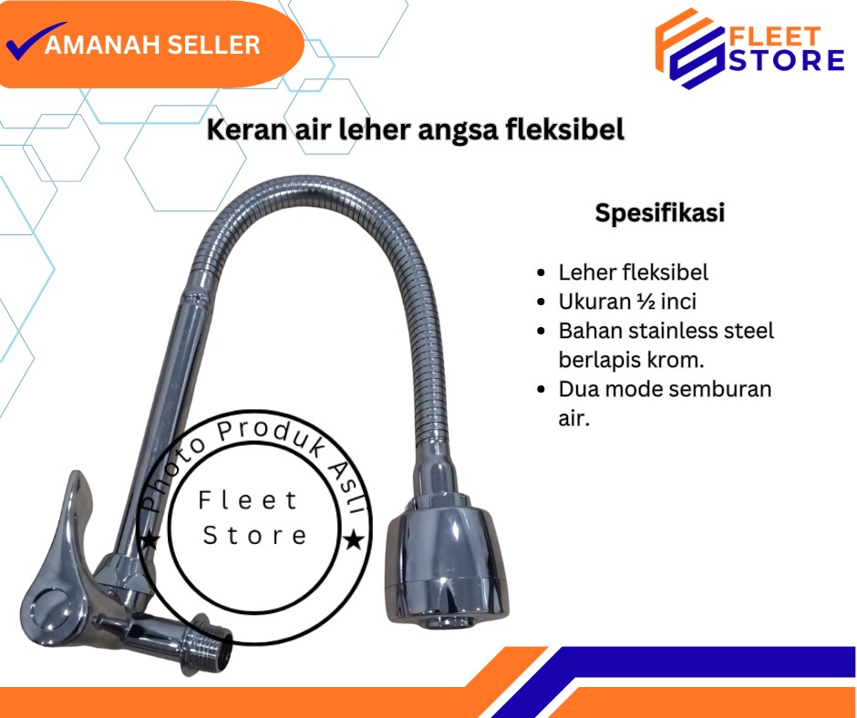 Keran air leher angsa fleksibel untuk dapur atau wastafel cuci piring