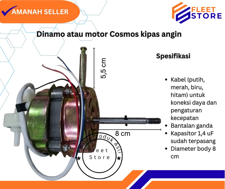 Dinamo atau motor kipas angin Cosmos double bearing
