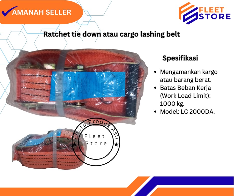 Ratchet tie down atau cargo lashing belt, Tali Pengikat Barang