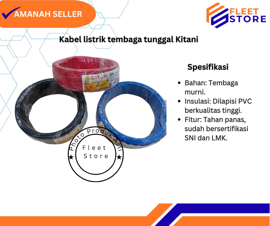 Kabel listrik tembaga tunggal Kitani NYA