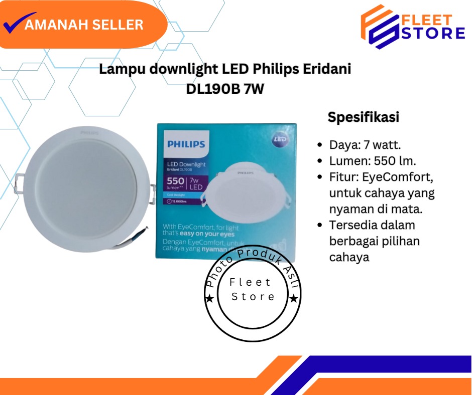 Lampu downlight LED Philips Eridani DL190B 7W