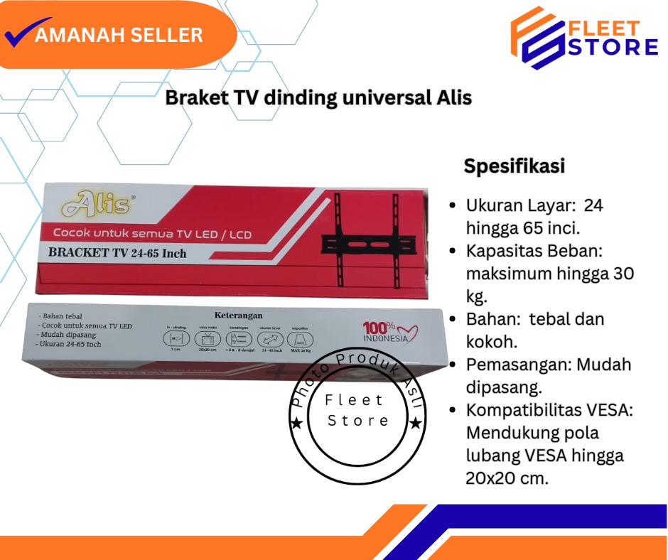 Bracket TV dinding universal Alis 24-65 inch tipe AL 2465